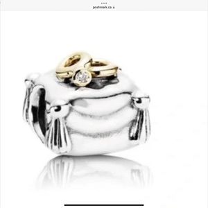 Pandora wedding ring charm with diamond and 14k gomd